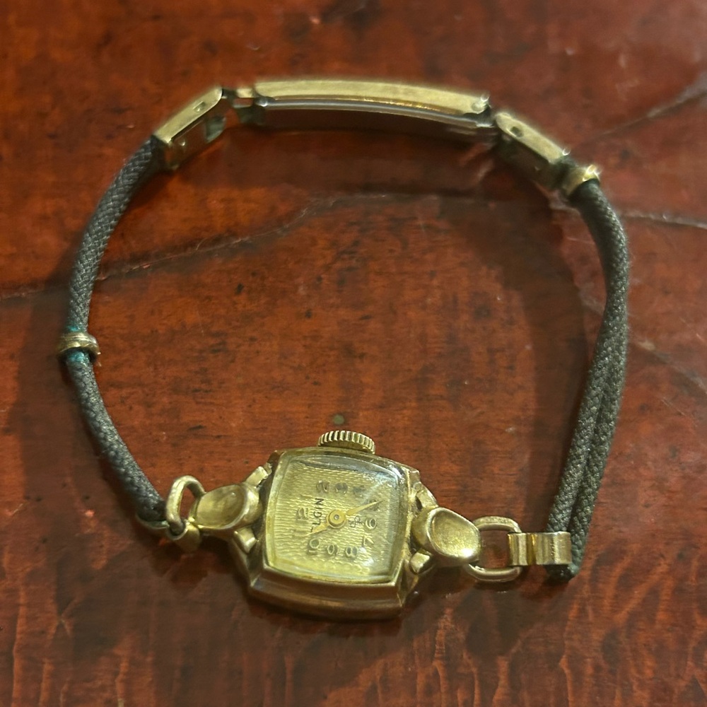 Vintage Elgin Ladies 10k Gold Filled Wind Up Watch Art Deco Style